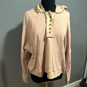 🔥Dusty Rose 🌸 hoodie, partial button up  sz XL  brand new